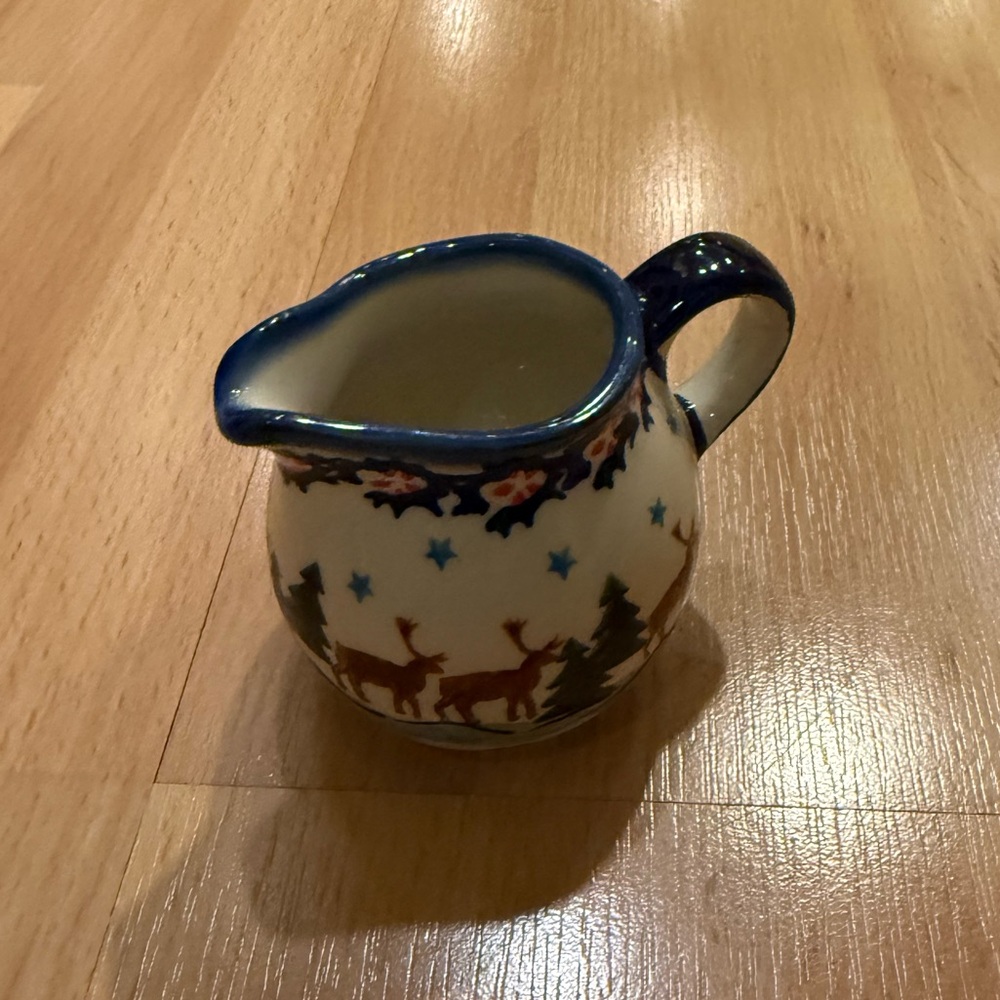 Hand-Painted Ceramic Creamer Jug in Blue and White